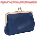 Royal Bagger Vintage Coin Purse for Women Genuine Cow Leather Clip Card Holder Simple Key Holders with Kiss Lock 1496