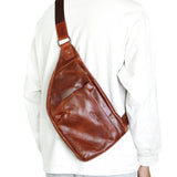 Royal Bagger Vintage Business Men's Chest Bags, Genuine Leather Crossbody Bag, Retro Commuter Shoulder Purse 1630